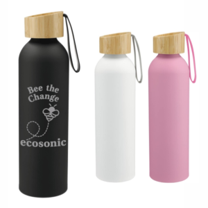 Aluminum Water Bottles with Bamboo Lids (Minimum 36)